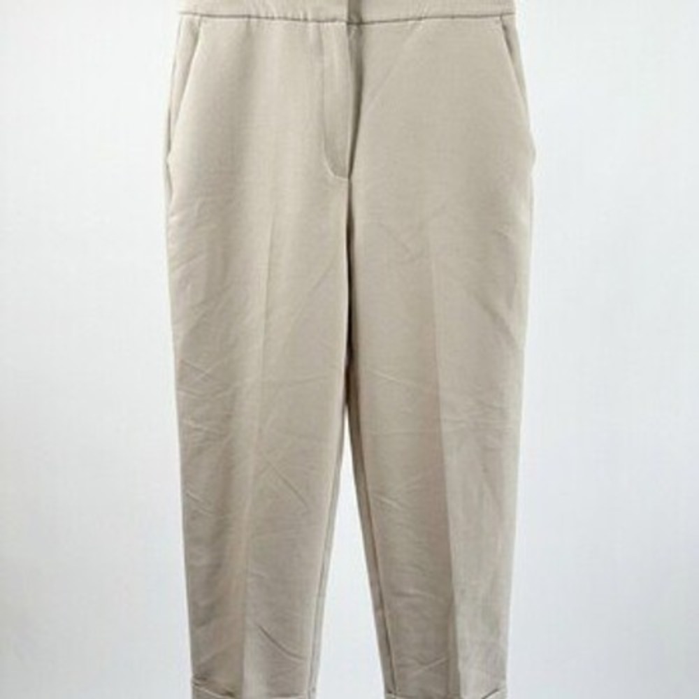 Abercrombie & Fitch 29L Tailored Pants Khaki Straight Leg Trouser Office Chic - Picture 3 of 5